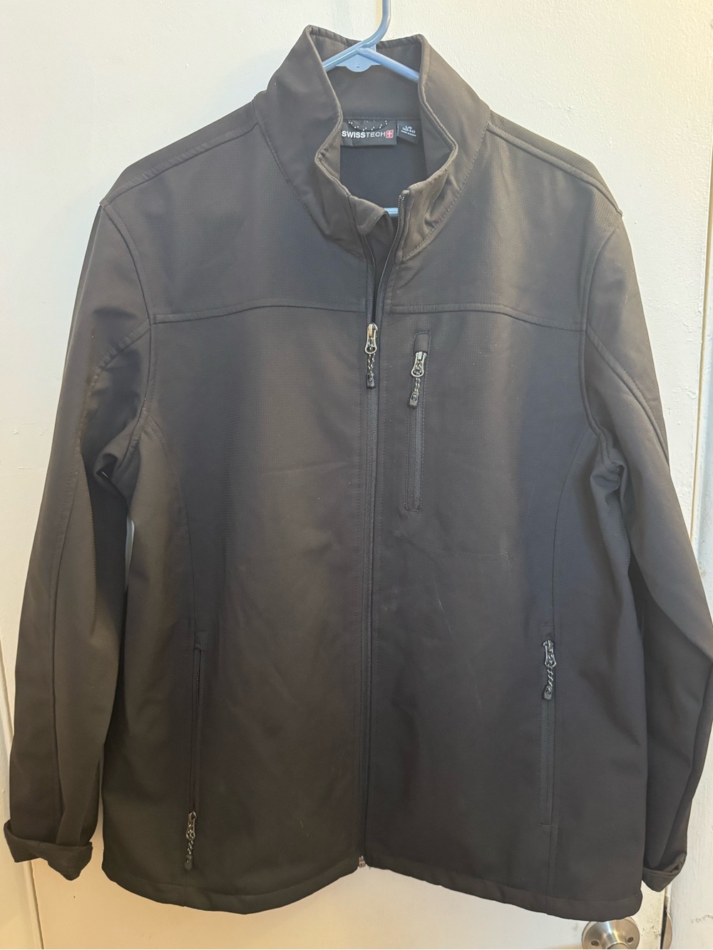 Swiss Tech Mens Tactical Jacket Black Size Large Solid Full Zip Long Sleeve